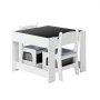 VEVOR Kids Table and 2 Chairs Set, Toddler Table and Chair Set with Storage Space under the Table, Cloth Storage Box under the Chairs, Wooden Desk for Art, Craft, Reading, Learning, Drawing, White