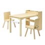 VEVOR Kids Art Table and Chair Set, Toddler Craft Table with 3 Tiers Storage Cabinet, Wooden Kids Activity Play Desk with 2 Chairs, Craft Play Desk for Reading, Learning, Drawing, Writing, Light Wood