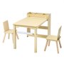 VEVOR Kids Art Table and Chair Set, Toddler Craft Table with 3 Tiers Storage Cabinet, Wooden Kids Activity Play Desk with 2 Chairs, Craft Play Desk for Reading, Learning, Drawing, Writing, Light Wood