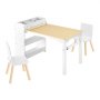 VEVOR Kids Art Table and Chair Set, Toddler Craft Table with 3 Tiers Storage Cabinet, Wooden Kids Activity Play Desk with 2 Chairs, Art Craft Play Desk for Reading, Learning, Drawing, Writing, White
