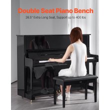 VEVOR Banco de Piano con Asiento Acolchado y Almacenamiento, 750 x 355 x 490 mm