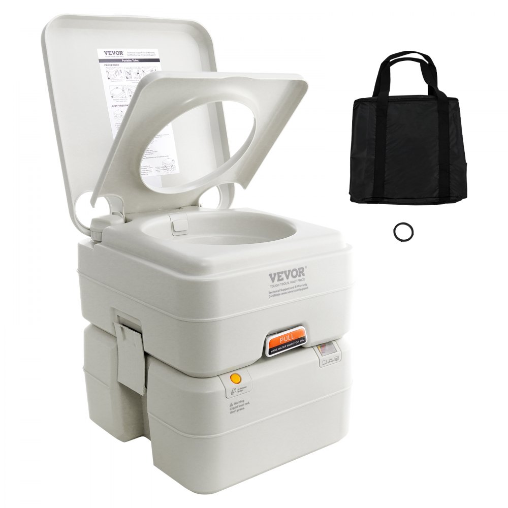 VEVOR Inodoro Portátil con Cisterna para Camping con Depósito de Residuos de 20 L y Depósito de Agua de 12 L, Inodoro de Viaje con Indicador de Nivel para Autocaravana, Caravana, Adultos y Niños