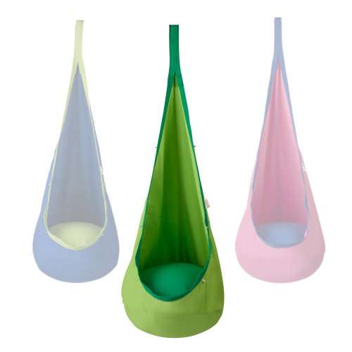 VEVOR Hamaca Nido para Niños 70x160 cm Asiento Colgante para Hamaca con Cadena de Luces LED Columpio Interior y Exterior Carga de 54 kg 100% Algodón para Dormitorio, Terraza, Jardín, Bosque, Verde