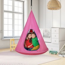 VEVOR Hamaca Nido para Niños 100x132 cm Columpio Colgante Interior Exterior Capacidad de Carga 113 kg con Cuerda Ajustable Instalación Sencilla para Salón, Dormitorio, Césped, Jardín, Madera, Rosa