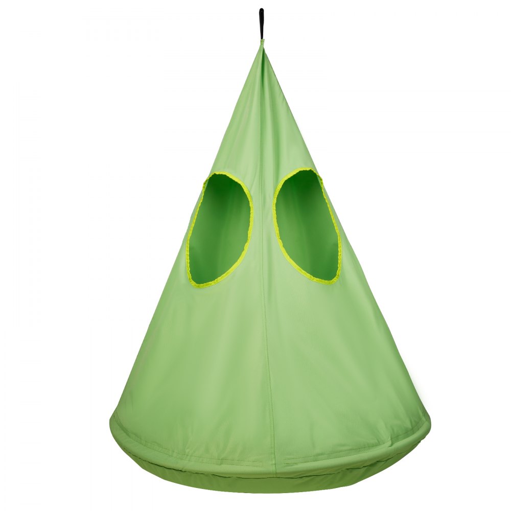 VEVOR Hamaca Nido para Niños 100x132 cm Columpio Colgante Interior Exterior Capacidad de Carga 113 kg con Cuerda Ajustable Instalación Sencilla para Salón, Dormitorio, Césped, Jardín, Madera, Verde