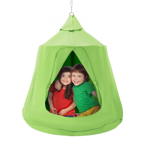 VEVOR Nido De Hamaca para Niños, Columpio Colgante para Interiores Y Exteriores, Capacidad De Carga 150 Kg, Tienda De Campaña para Árboles con Cadena De Luces LED, Base Inflable, Tienda De Juegos para