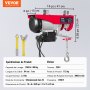 VEVOR electric winch 400kg to 800kg lifting height 12m cable pull motor winch 1450W motor block and tackle 10m/min lifting speed hoist with wireless remote control cable hoist chain hoist