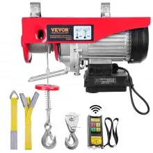 VEVOR Polipasto Eléctrico Carga de Elevación de 1000 kg Polipasto 1600W con Mando a Distancia Inalámbrico 10m/min Altura de Elevación 12m Cable Único Motor para Garajes Almacenes Plantas