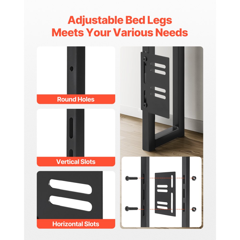 VEVOR Cabecero para Cama Tamaño King 1980 x 150 x 1015 mm, Cabecero de Altura Ajustable con Estante de Almacenamiento, Tomas de Corriente y Puerto USB para Diferentes Marcos de Cama, Negro y Marrón