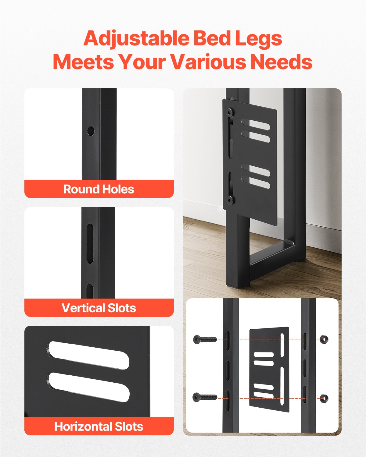 VEVOR Cabecero para Cama Tamaño King 1980 x 150 x 1015 mm, Cabecero de Altura Ajustable con Estante de Almacenamiento, Tomas de Corriente y Puerto USB para Diferentes Marcos de Cama, Negro y Marrón