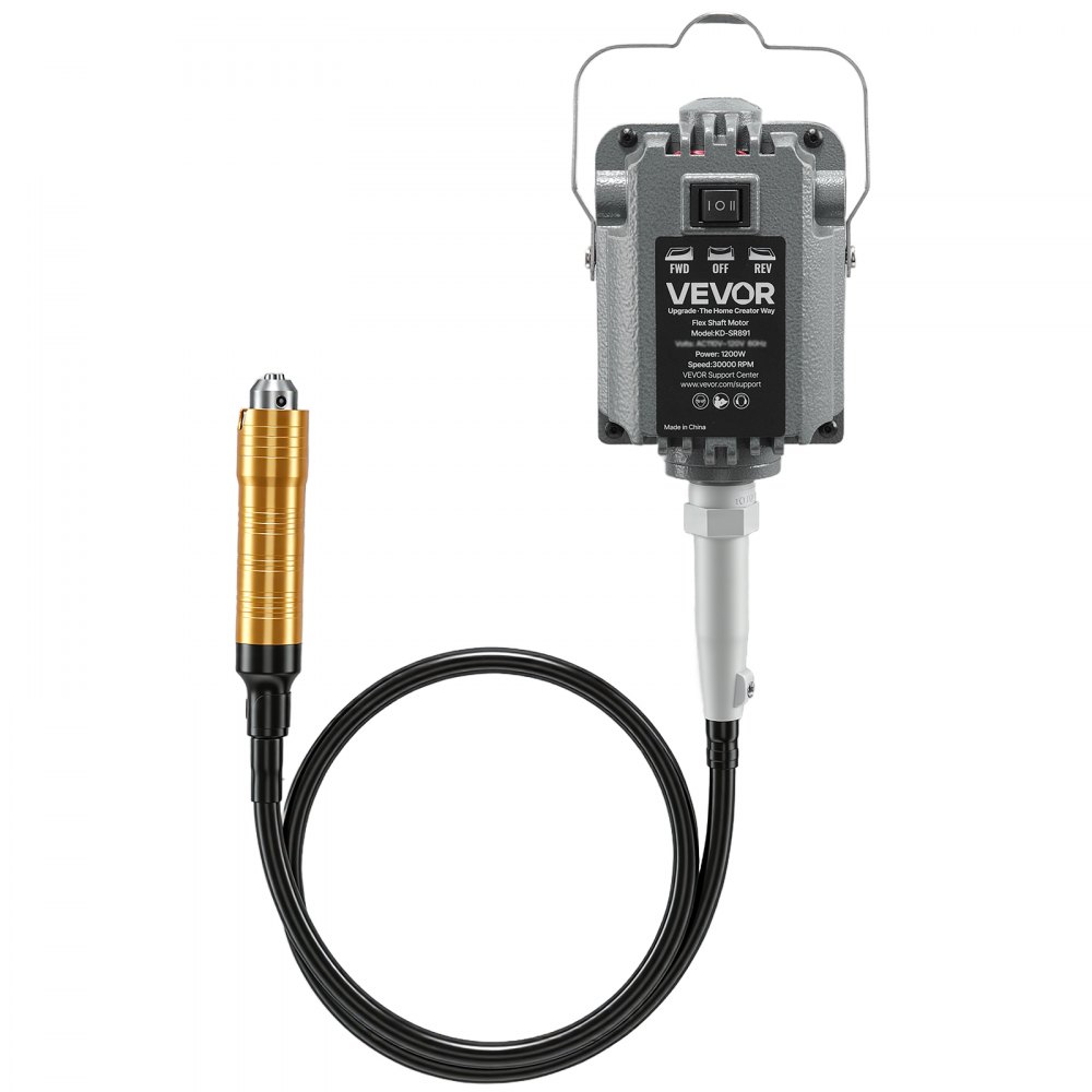 VEVOR Amoladora de Eje Flexible 1200 W 30.000 RPM, Herramienta Rotativa Eléctrica de Eje Flexible, Amoladora Colgante con Control de Pedal, Kit de Accesorios de 112 Piezas para Lijar, Pulir, Cortar