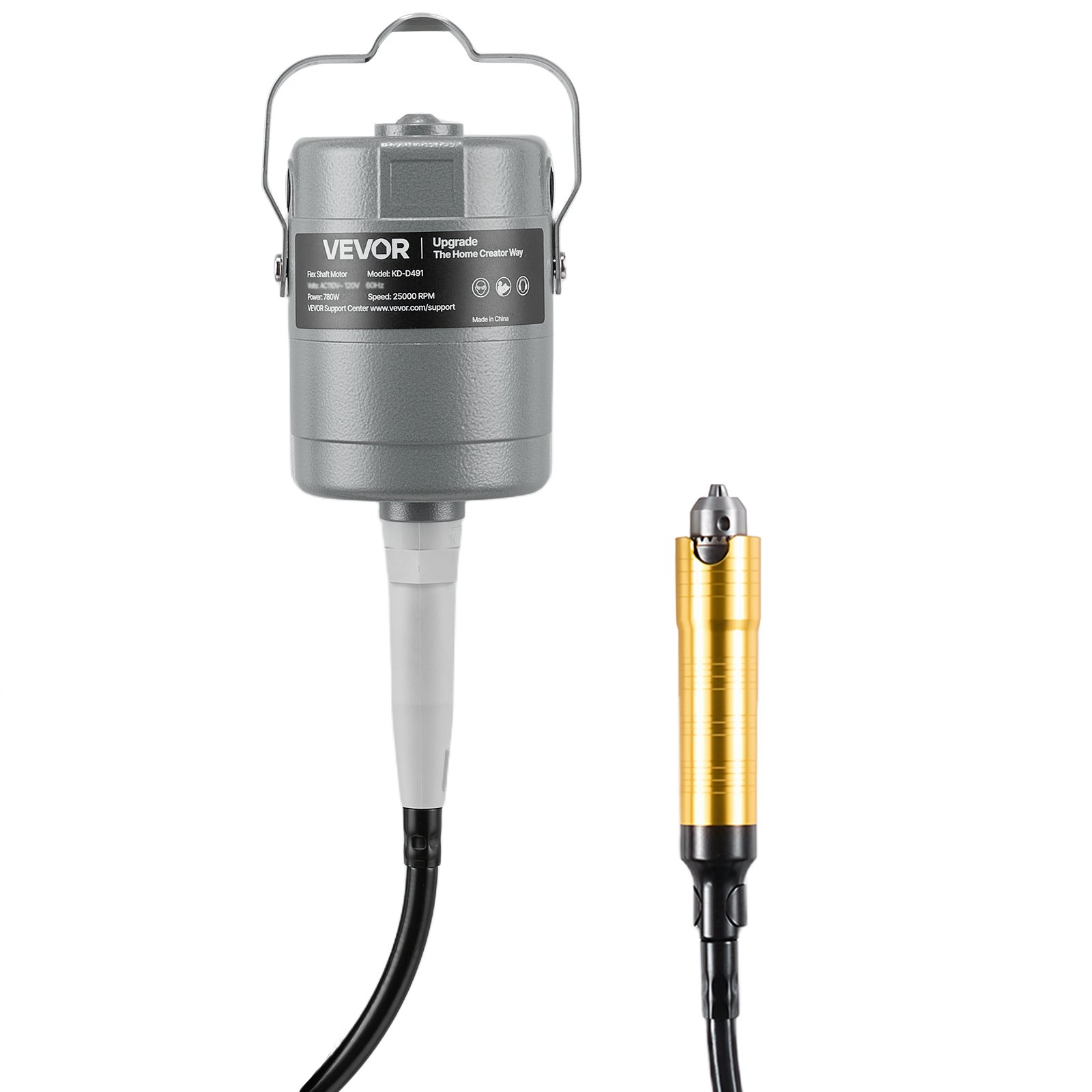 VEVOR Amoladora de Eje Flexible 780 W 25.000 RPM, Herramienta Rotativa Eléctrica de Eje Flexible, Amoladora Colgante con Control de Pedal, Kit de Accesorios de 112 Piezas para Lijar, Pulir, Cortar