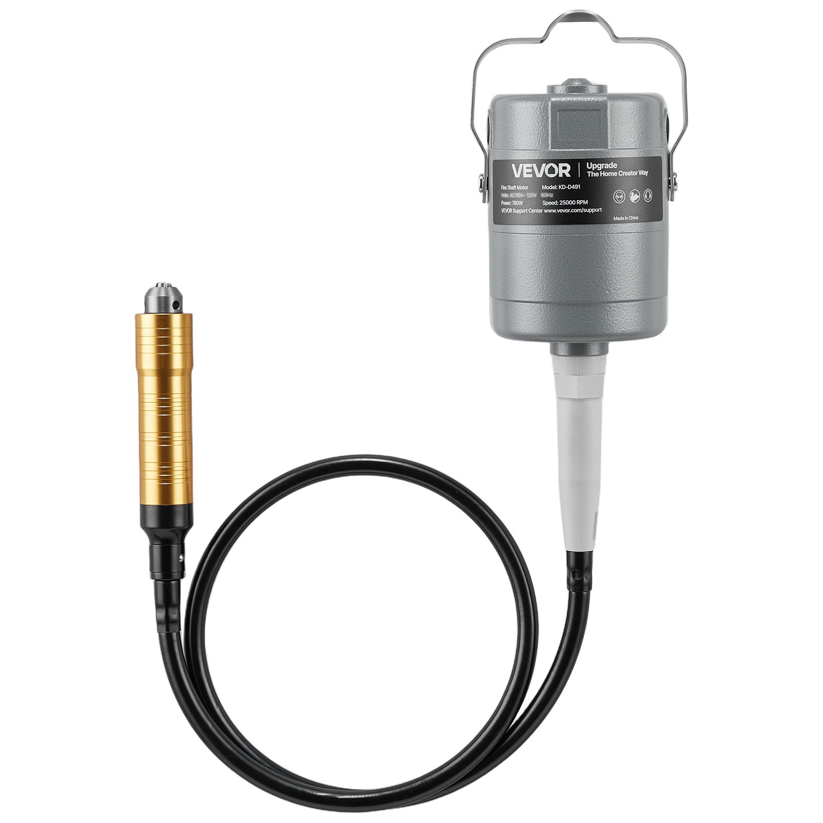 VEVOR Amoladora de Eje Flexible 780 W 25.000 RPM, Herramienta Rotativa Eléctrica de Eje Flexible, Amoladora Colgante con Control de Pedal, Kit de Accesorios de 112 Piezas para Lijar, Pulir, Cortar