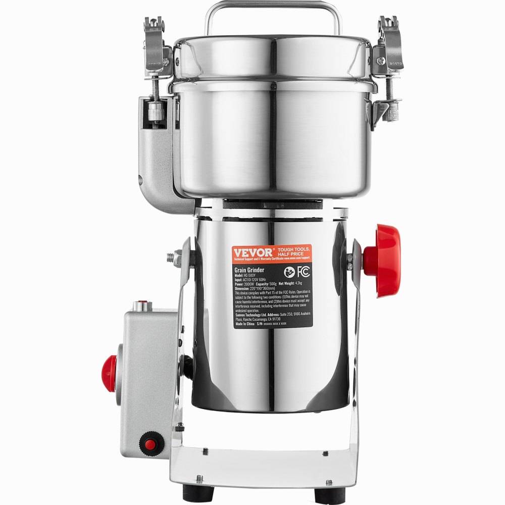 VEVOR Molinillo de Especias Comercial Capacidad de 500 g Molinillo de Cereales Eléctrico 2000 W Molinillo de Alta Velocidad 28000 rpm para Granos Secos Especias Cereales Café Maíz Pimienta