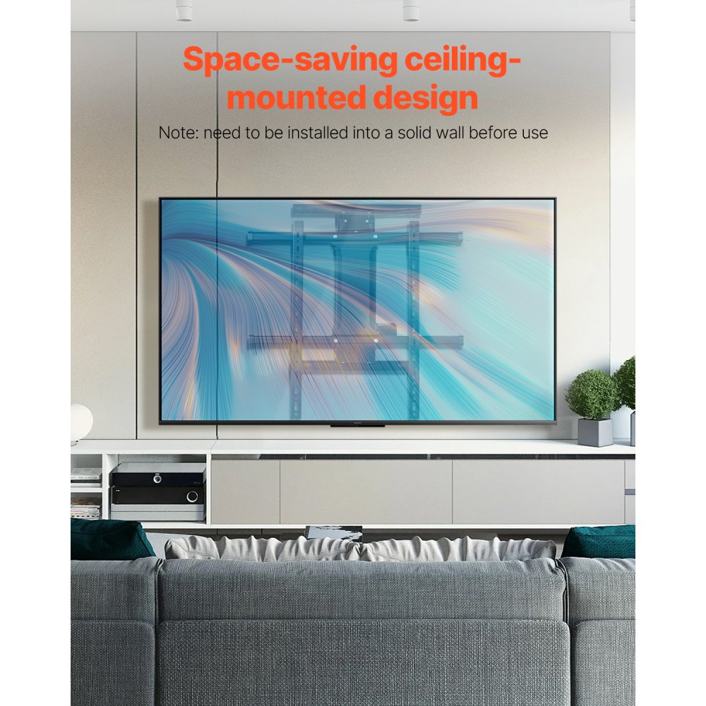 VEVOR motorized TV wall mount for 813 to 1651 mm TVs, electrically adjustable fold-down stand with max. VESA 60 x 60 cm, suitable for TVs up to 40 kg