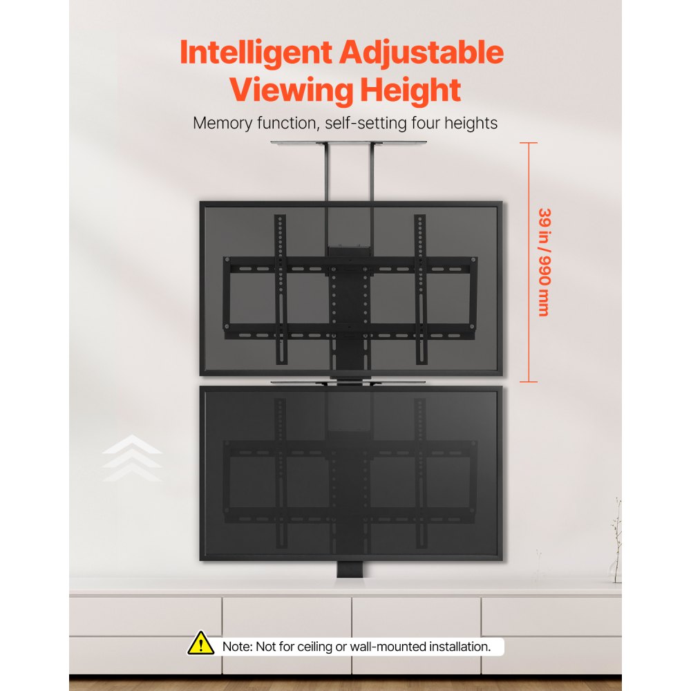 VEVOR Soporte de TV Motorizado Elevable para Televisores de 813-1778 mm, Soporte de TV Vertical Ajustable con Control Remoto, Carga de 54 kg, Compatibilidad Máxima de Montaje VESA de 60 x 40 cm