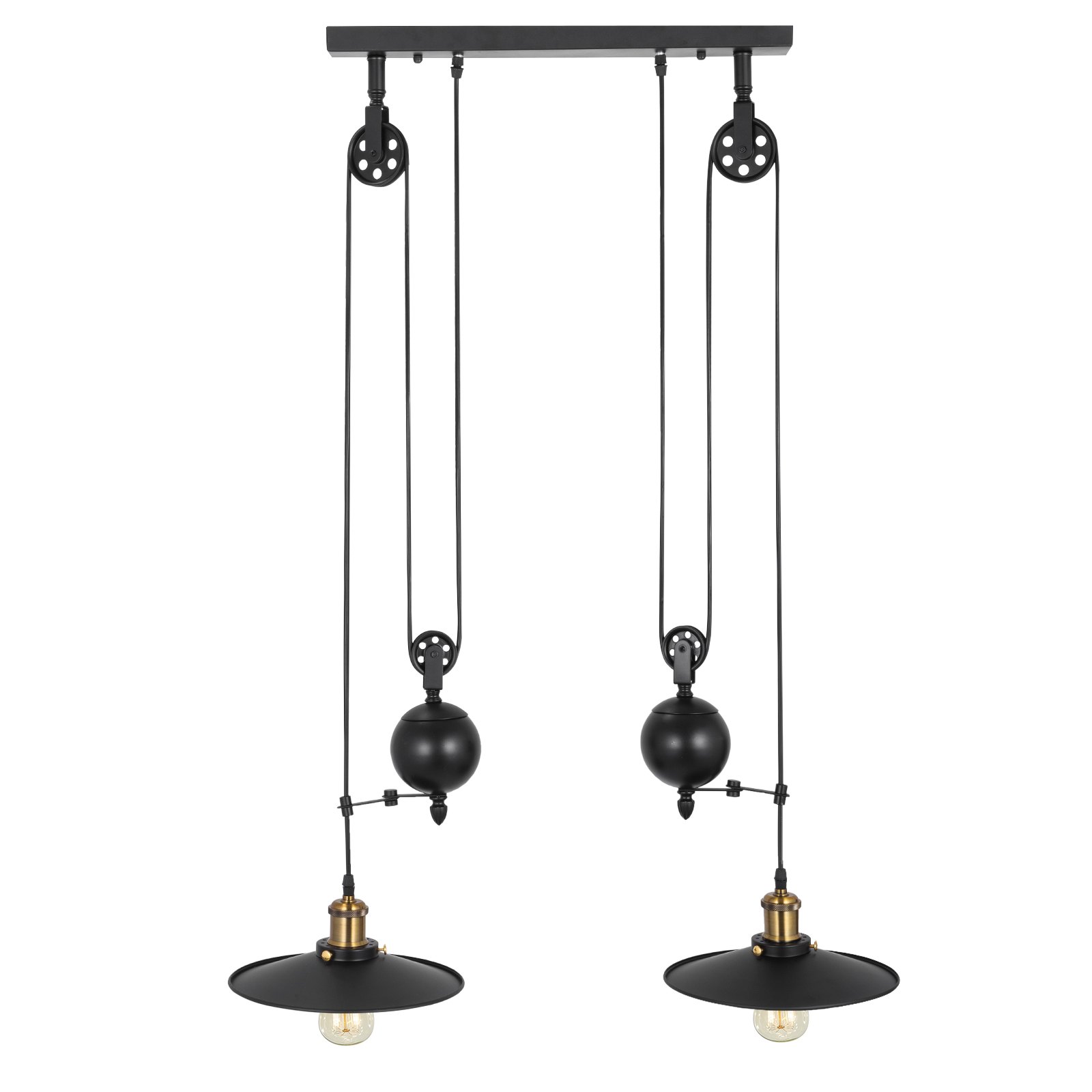 Luz Colgante De Polea Lámpara De Techo Vintage Cable Ajustable Iluminación