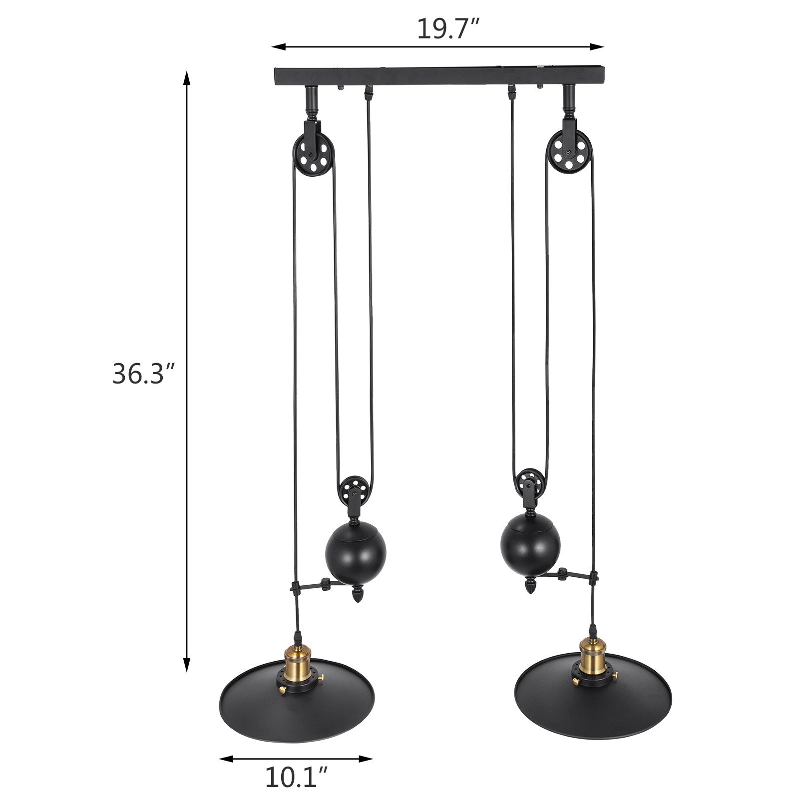 Luz Colgante De Polea Lámpara De Techo Vintage Cable Ajustable Iluminación