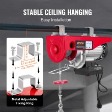 VEVOR Polipasto Eléctrico de Cable Capacidad de 400 kg Polipasto 850 W con Mando a Distancia Inalámbrico 10 m/min Altura de Elevación 12m Cable Único Motor de Cobre Puro para Garajes Almacenes Plantas