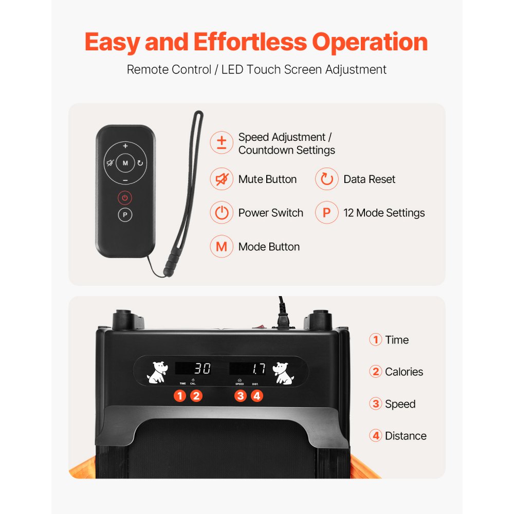 VEVOR Cinta de Correr Eléctrica para Perros Medianos Capacidad de Carga de 90 kg Máquina de Correr para Mascotas con Pantalla LCD Barra Plegable en Forma de U Ejercicio para Perros Medianos, Azul