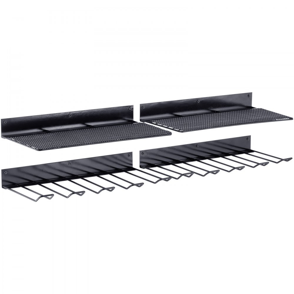 VEVOR Estante para Herramientas Eléctricas de Pared 4 Ranuras Organizador de Almacenamiento para Taller Garaje, 2 Capas para Taladro Inalámbrico, Estación de Carga de Batería, Destornillador, Alicates
