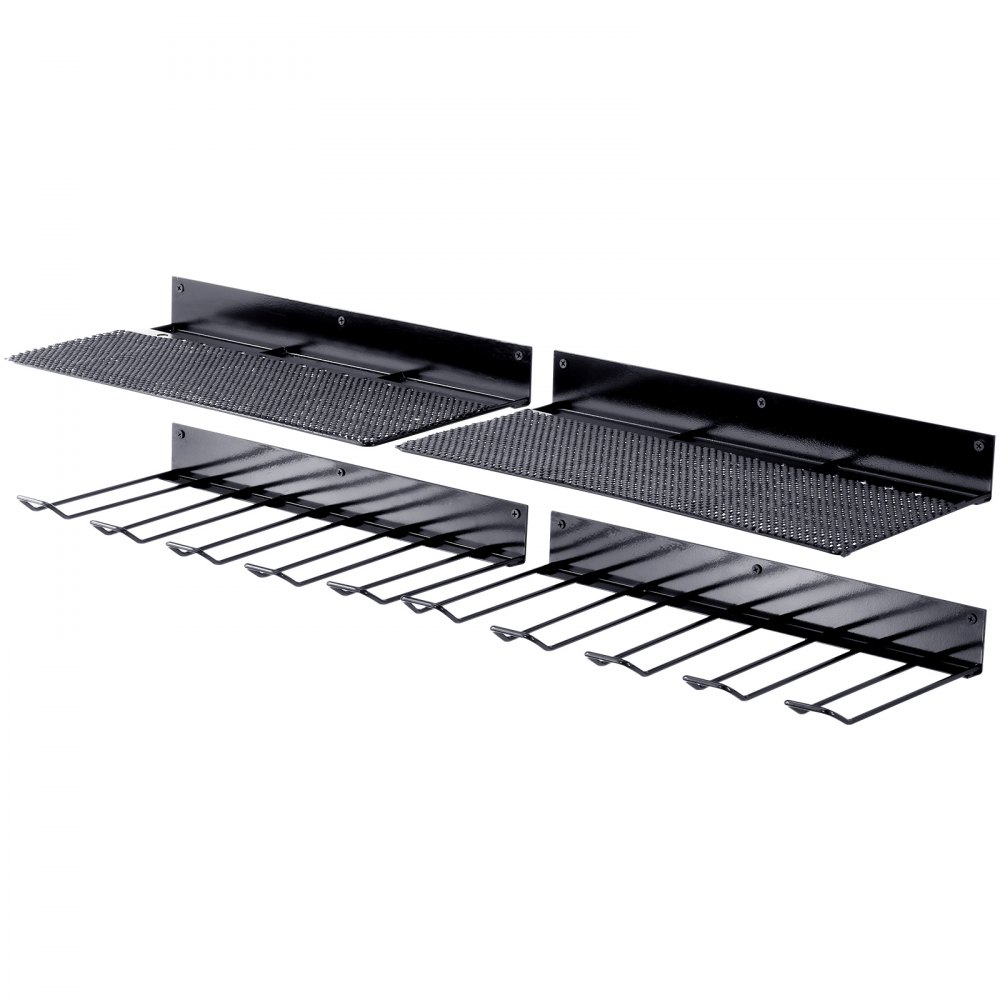 VEVOR Estante para Herramientas Eléctricas de Pared 4 Ranuras Organizador de Almacenamiento para Taller Garaje, 2 Capas para Taladro Inalámbrico, Estación de Carga de Batería, Destornillador, Alicates