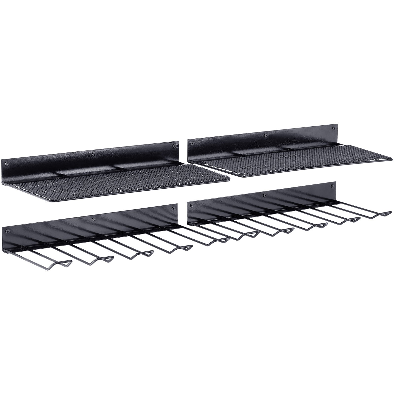 VEVOR Estante para Herramientas Eléctricas de Pared 4 Ranuras Organizador de Almacenamiento para Taller Garaje, 2 Capas para Taladro Inalámbrico, Estación de Carga de Batería, Destornillador, Alicates