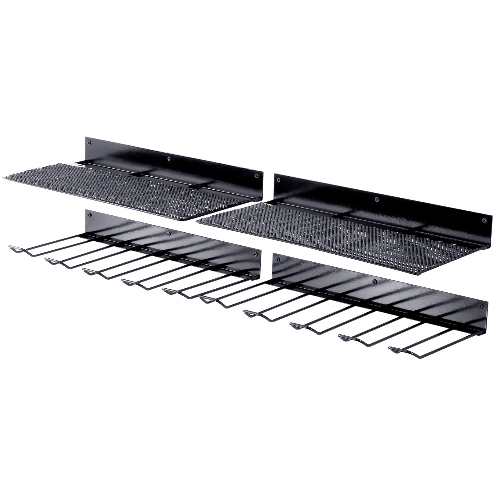 VEVOR Estante para Herramientas Eléctricas de Pared 4 Ranuras Organizador de Almacenamiento para Taller Garaje, 2 Capas para Taladro Inalámbrico, Estación de Carga de Batería, Destornillador, Alicates