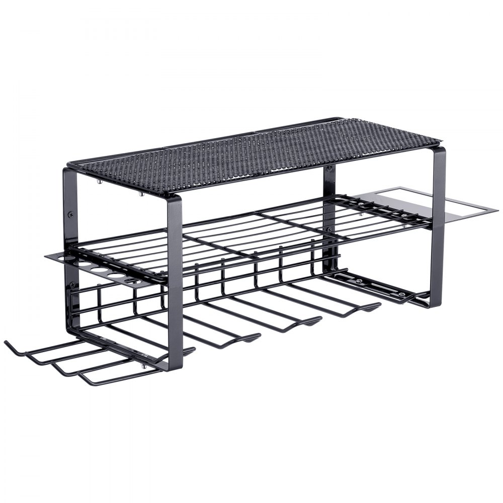 VEVOR Estante para Herramientas Eléctricas de Pared 4 Ranuras Organizador de Almacenamiento para Taller Garaje, 3 Capas para Taladro Inalámbrico, Estación de Carga de Batería, Destornillador, Alicates