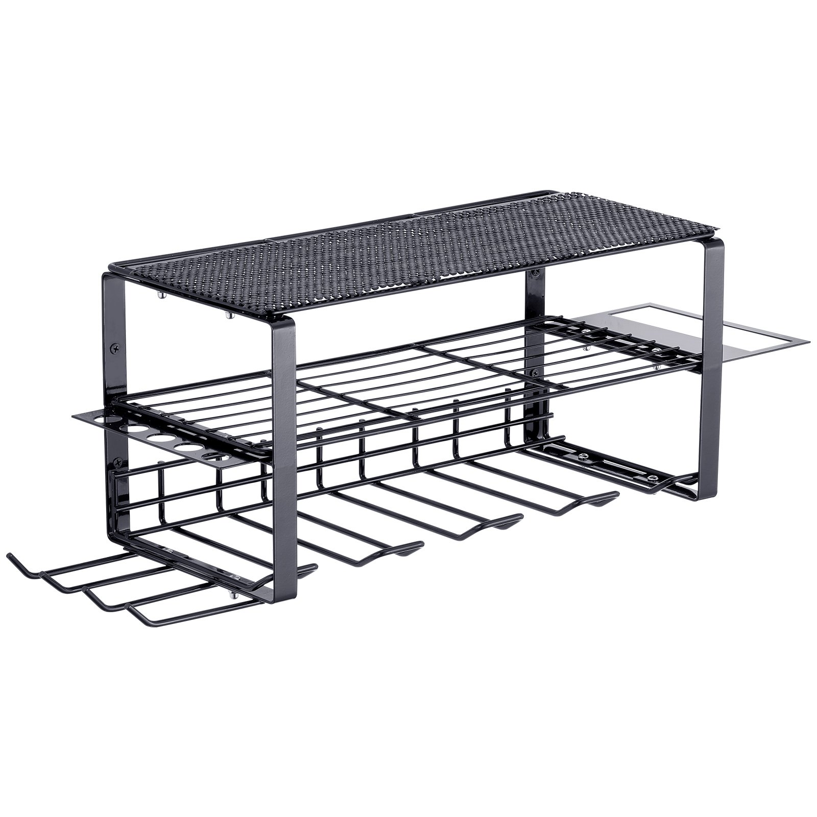 VEVOR Estante para Herramientas Eléctricas de Pared 4 Ranuras Organizador de Almacenamiento para Taller Garaje, 3 Capas para Taladro Inalámbrico, Estación de Carga de Batería, Destornillador, Alicates