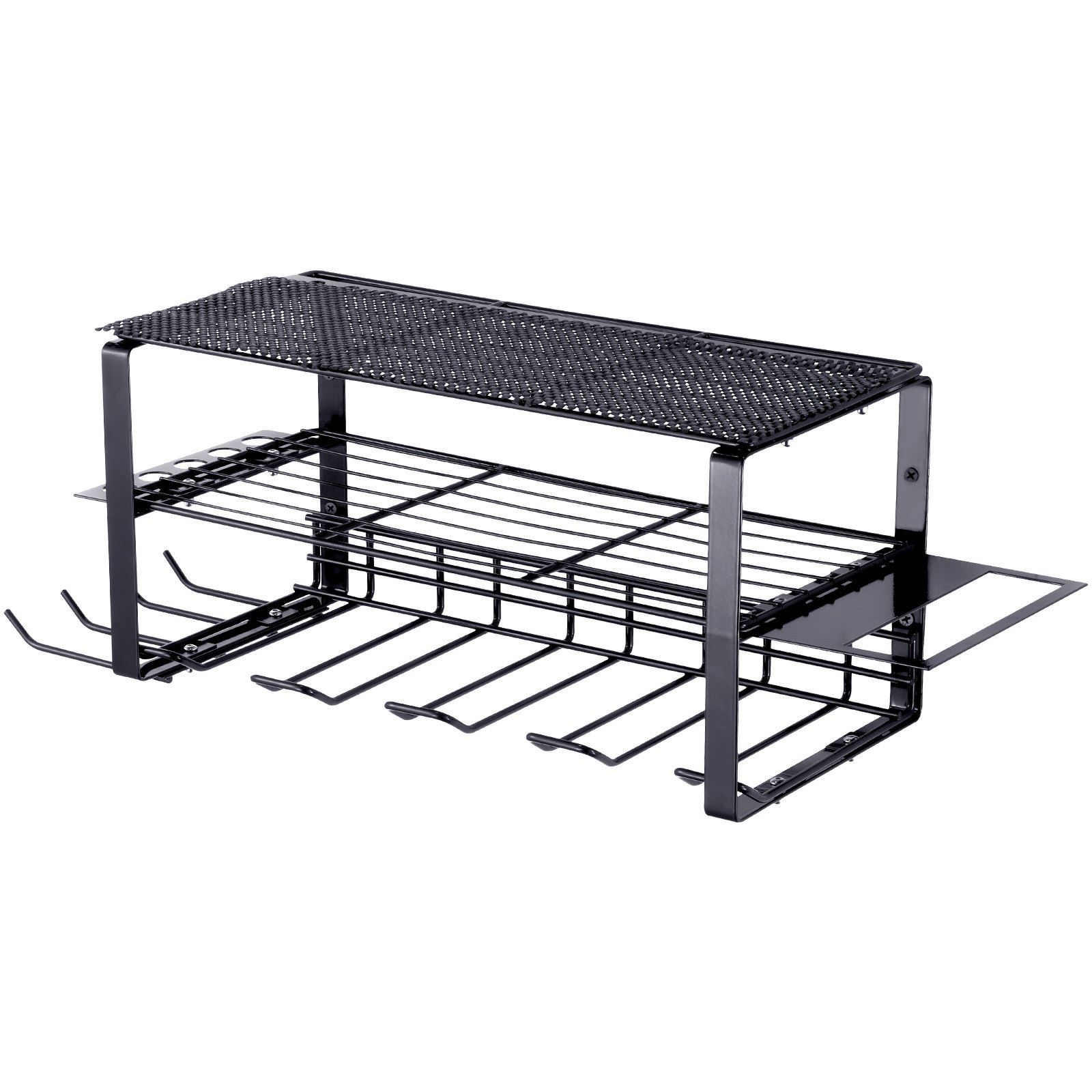 VEVOR Estante para Herramientas Eléctricas de Pared 4 Ranuras Organizador de Almacenamiento para Taller Garaje, 3 Capas para Taladro Inalámbrico, Estación de Carga de Batería, Destornillador, Alicates