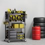 VEVOR 4-Tier Tool Trolley, 68 kg Load Capacity, Workshop Trolley with Rolling Drill Holder & Sturdy Storage Shelf, Assembly Trolley for Garage, Workshop, Black, 560x350x970 mm