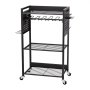 VEVOR 4-Tier Tool Trolley, 68 kg Load Capacity, Workshop Trolley with Rolling Drill Holder & Sturdy Storage Shelf, Assembly Trolley for Garage, Workshop, Black, 560x350x970 mm