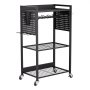 VEVOR 4-Tier Tool Trolley, 68 kg Load Capacity, Workshop Trolley with Rolling Drill Holder & Sturdy Storage Shelf, Assembly Trolley for Garage, Workshop, Black, 560x350x970 mm