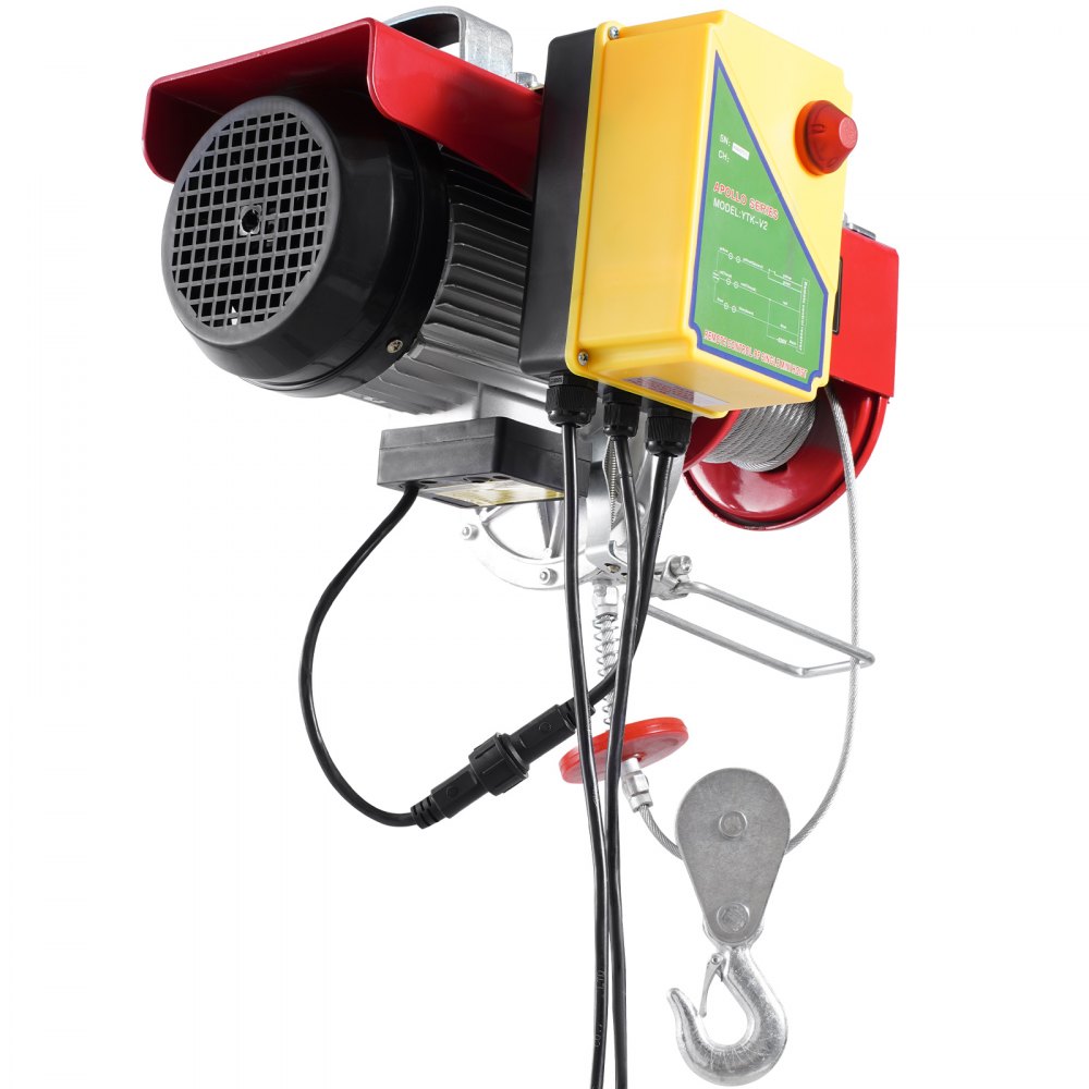 VEVOR Polipasto Eléctrico Carga de 1000 kg Cabrestante Eléctrico 230 V Control Remoto Inalámbrico y con Cable de 4,2 m Parada de Emergencia Polipasto Elevador para Garaje, Almacén, Fábrica