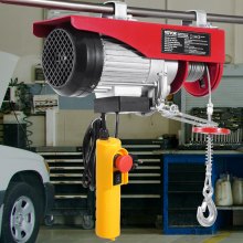 VEVOR Polipasto Eléctrico Carga de 400kg Cabrestante Eléctrico 230V Control Remoto con Cable de 4,2m Eslingas Simples Dobles Parada de Emergencia Polipasto Elevador para Garaje, Almacén, Fábrica