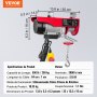 VEVOR Polipasto Eléctrico de Cable 510 W 125/250 kg Elevación Máxima 12 m, para Garajes, Almacenes, Fábricas y Talleres, con Control por Cable de 4 m, Parada de Emergencia y Freno Electromagnético