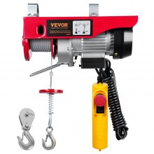 VEVOR Polipasto Eléctrico de Cable 510 W 125/250 kg Elevación Máxima 12 m, para Garajes, Almacenes, Fábricas y Talleres, con Control por Cable de 4 m, Parada de Emergencia y Freno Electromagnético