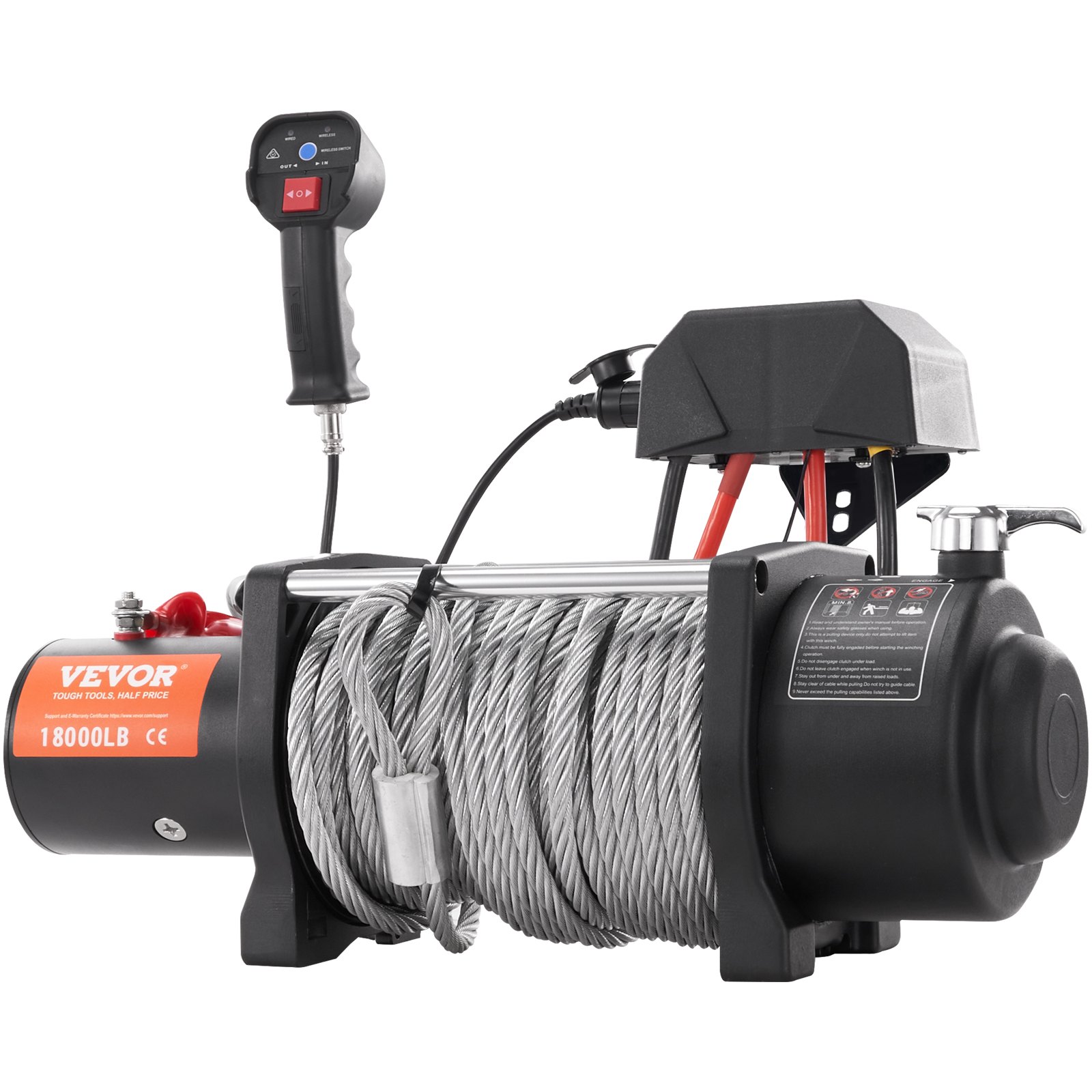 VEVOR Cabrestante eléctrico 18,000lb Vehículos Cabrestante IP67 Cable de acero Control inalámbrico