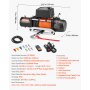VEVOR Cabrestante Eléctrico 6123 kg 12 V CC Cuerda Sintética Guía de Cable Control Remoto Inalámbrico y por Cable Impermeable IP55 para Remolcar SUV Todoterreno, Jeep, Camión, Remolque, Barco
