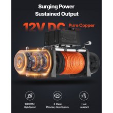VEVOR Cabrestante Eléctrico 6123 kg 12 V CC Cuerda Sintética Guía de Cable Control Remoto Inalámbrico y por Cable Impermeable IP55 para Remolcar SUV Todoterreno, Jeep, Camión, Remolque, Barco
