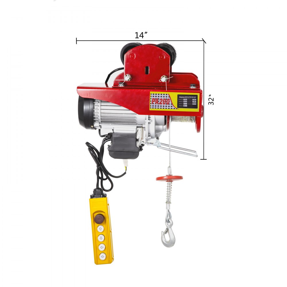 Polipasto Eléctrico Con Carro 200kg/440lb 6m/12m Control Remoto Cabrestante 510w