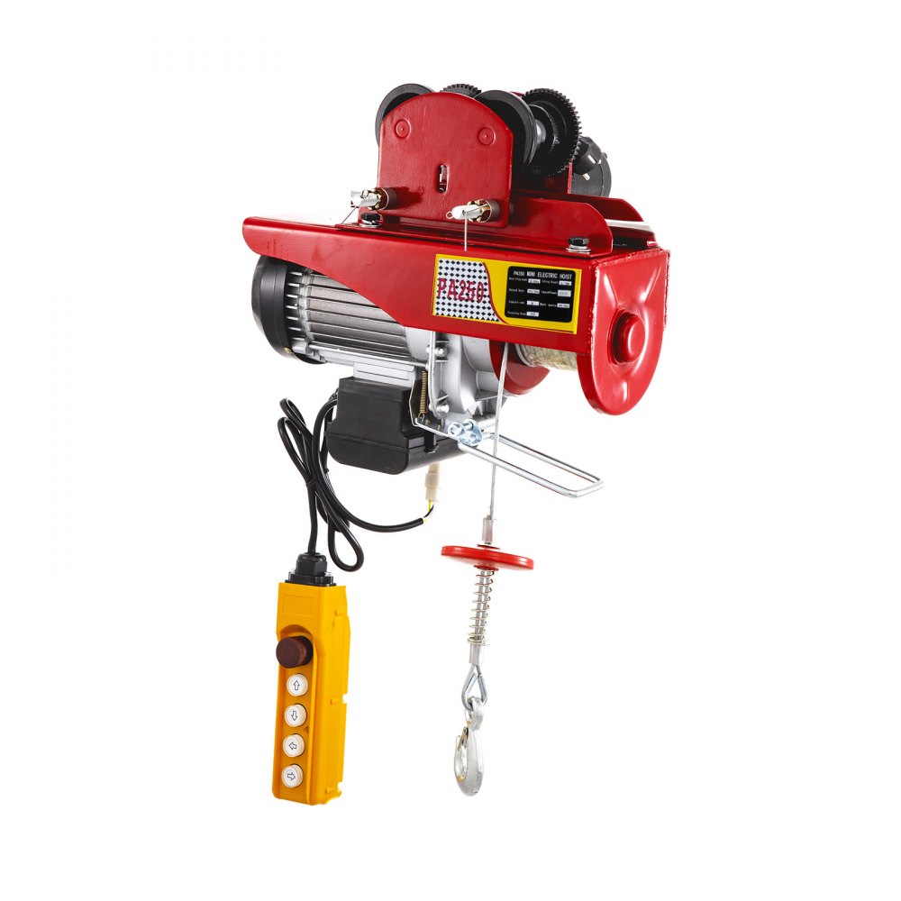 VEVOR Polipasto Eléctrico 250 kg / 550 lbs Montacargas Eléctrico con Carretilla Eléctrica Polipasto Eléctrico de Acero 510W Cabrestante Electrico Polipasto Electrico Ascensor