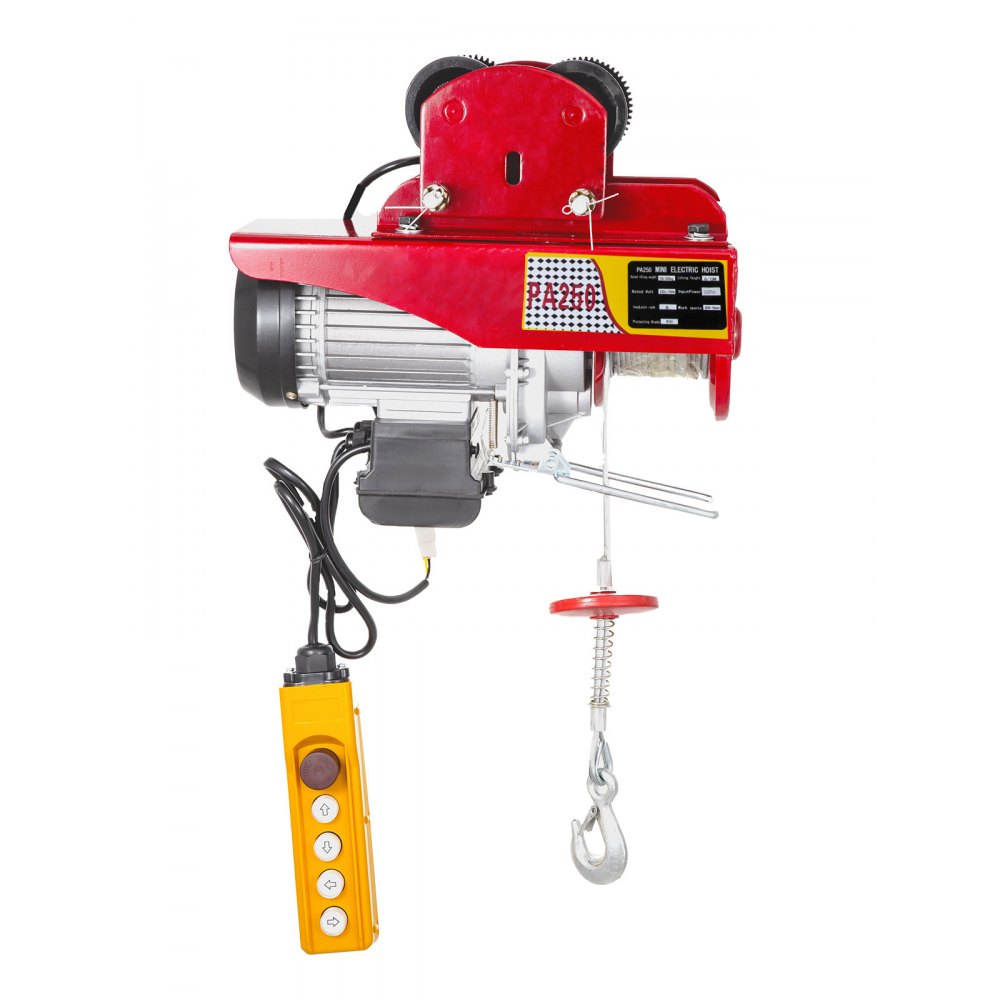 VEVOR Polipasto Eléctrico 250 kg / 550 lbs Montacargas Eléctrico con Carretilla Eléctrica Polipasto Eléctrico de Acero 510W Cabrestante Electrico Polipasto Electrico Ascensor