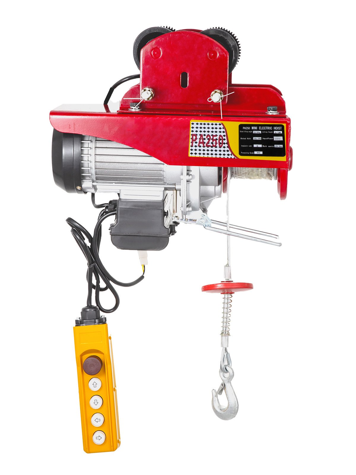 VEVOR Polipasto Eléctrico 250 kg / 550 lbs Montacargas Eléctrico con Carretilla Eléctrica Polipasto Eléctrico de Acero 510W Cabrestante Electrico Polipasto Electrico Ascensor