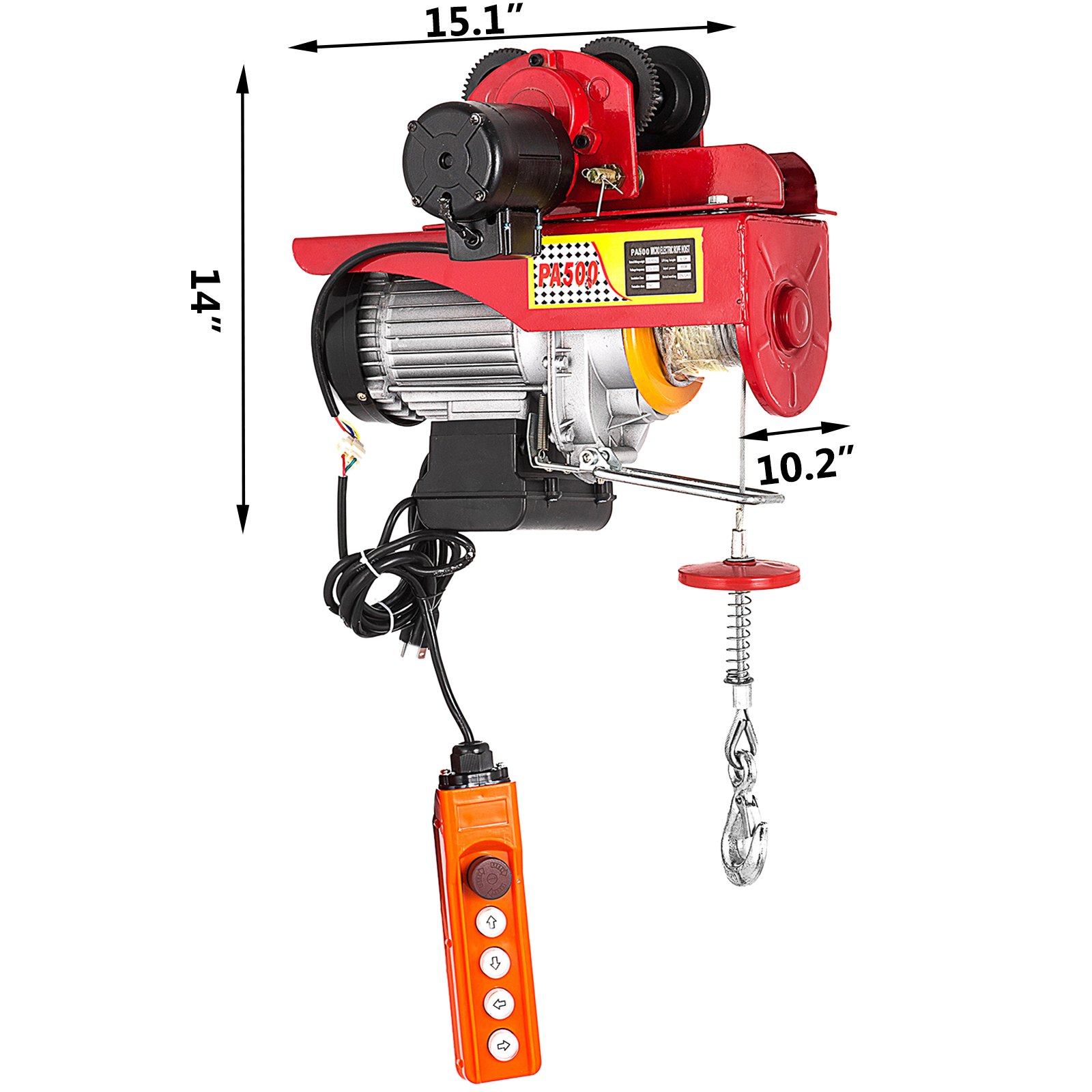 Polipasto Eléctrico de 500kg / 1100 lb, con Carro Eléctrico de 0,5 T / 1100 lb Rojo