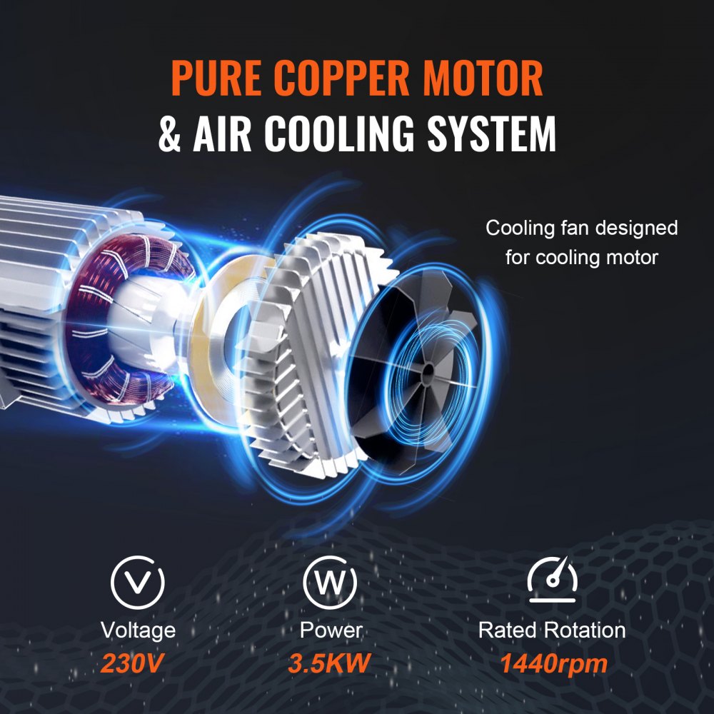 VEVOR Polipasto Eléctrico de Cadena 3,5kW Capacidad de Carga 1996kg Altura Máxima de Elevación 6m Grúa Aérea Trifásica 230V 50Hz con Cadena G100 Control Remoto Inalámbrico de 100m para Garaje, Taller