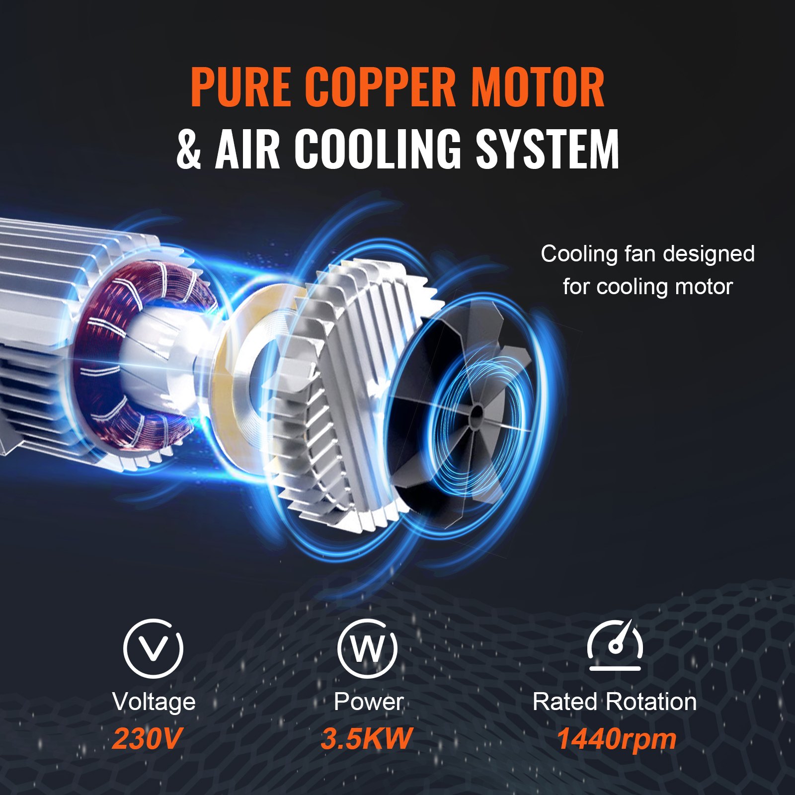 VEVOR Polipasto Eléctrico de Cadena 3,5kW Capacidad de Carga 1996kg Altura Máxima de Elevación 6m Grúa Aérea Trifásica 230V 50Hz con Cadena G100 Control Remoto Inalámbrico de 100m para Garaje, Taller