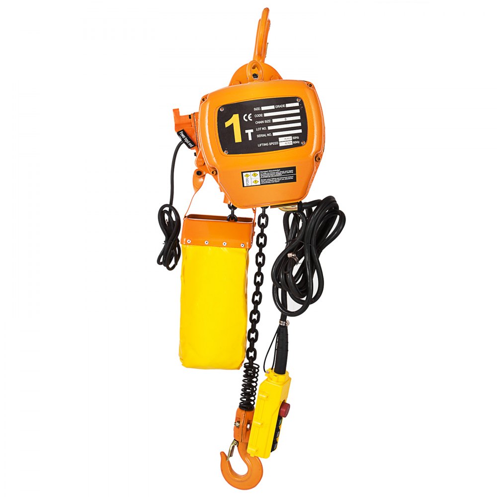 VEVOR Electric Chain Hoist, 2200 lbs Lifting Capacity, 13 ft Lifting Height, 11 ft/min Speed, 230 V, Single-Phase Overhead Crane with G80 Chain, 10.8 ft Cable Remote Control for Garage, Shop, Hotel, Home