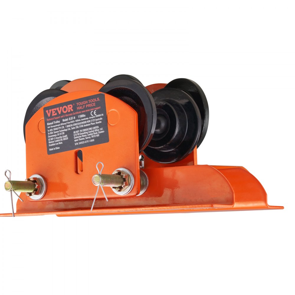 VEVOR Carro Portapolipasto Eléctrico Carga de 0,5 T Carro con Viga de Empuje de Acero Aleado Ancho Ajustable 60-120 mm con Ruedas para Polipasto PA200 PA250 PA300 PA400 PA500 Viga I Recta y Curva